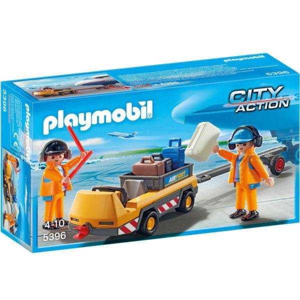 Конструктор Playmobil «Городской аэропорт: Буксир самолёта с наземной командой» (арт. 5396)