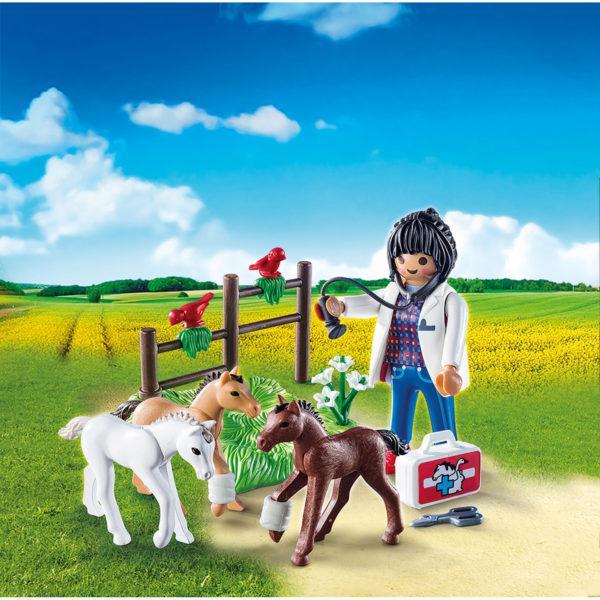 Конструктор Playmobil Яйцо: Ветеринар с жеребятами