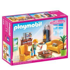 Конструктор Playmobil Кукольный дом: Гостиная с камином