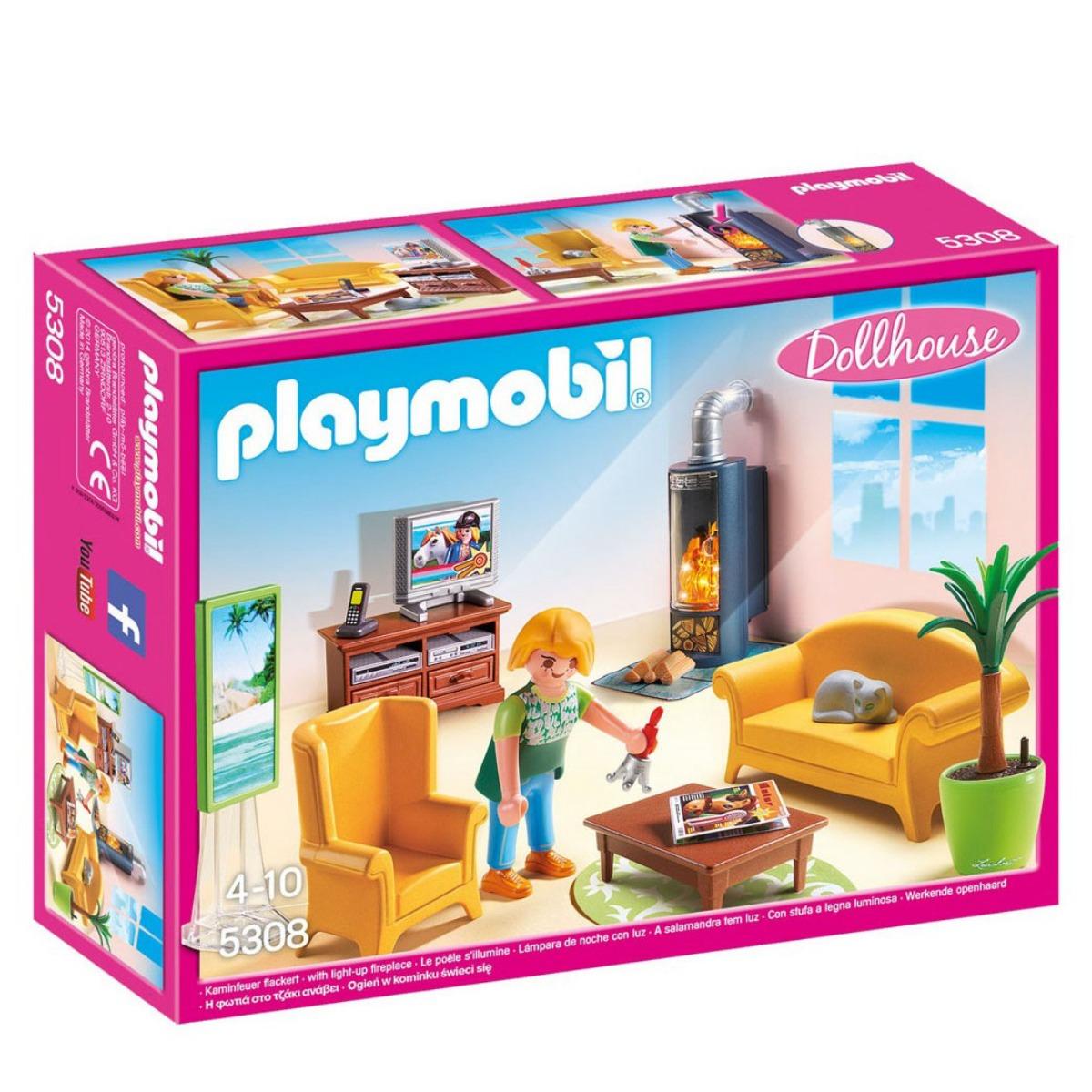 Конструктор Playmobil Кукольный дом: Гостиная с камином купить по выгодной  цене | Интернет-магазин «Шагай в ногу!»